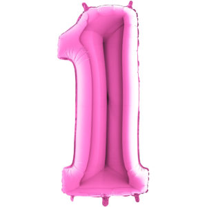 Ballons et hélium, ballons aluminium, ballons chiffres, fuchsia, 66 cm, 1