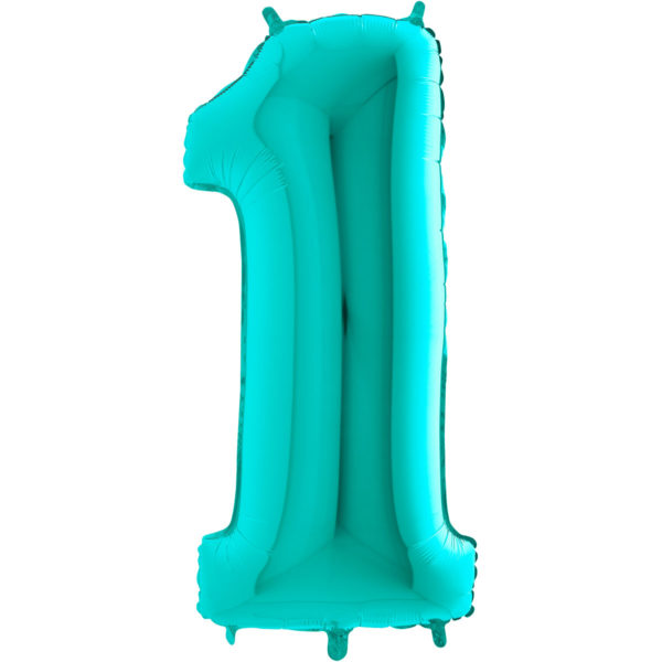 Ballons et hélium, ballons aluminium, ballons chiffres, menthe, 66 cm, 1