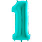 Ballons et hélium, ballons aluminium, ballons chiffres, menthe, 66 cm, 1