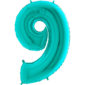 Ballons et hélium, ballons aluminium, ballons chiffres, menthe, 66 cm, 9