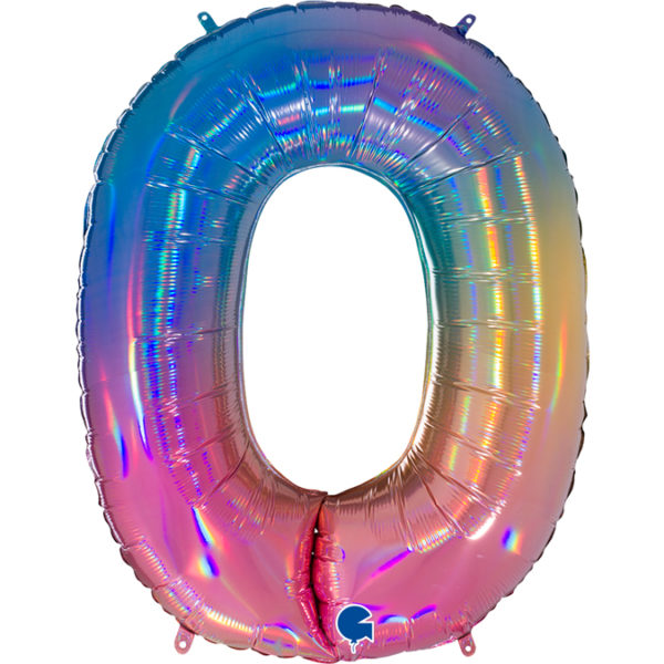 Ballons et hélium, ballons aluminium, ballons chiffres, multicolore 102 cm, 0