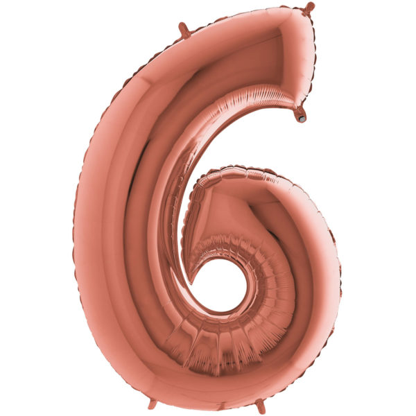 Ballons et hélium, ballons aluminium, ballons chiffres, Rose Gold 36 cm, 6