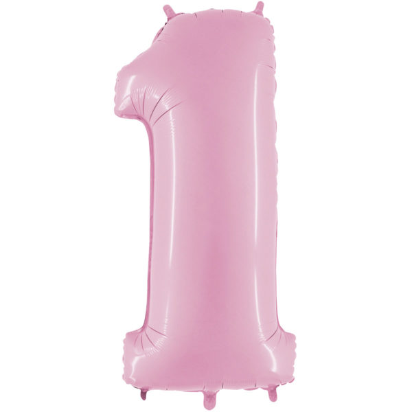 Ballons et hélium, ballons aluminium, ballons chiffres, rose pastel, 66 cm, 1