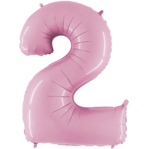 Ballons et hélium, ballons aluminium, ballons chiffres, rose pastel, 66 cm, 2