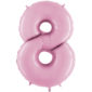 Ballons et hélium, ballons aluminium, ballons chiffres, rose pastel, 66 cm, 8