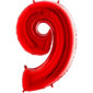 Ballons et hélium, ballons aluminium, ballons chiffres, rouge, 66 cm, 9