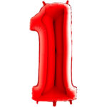 Ballons et hélium, ballons aluminium, ballons chiffres, rouge, 36 cm, 1