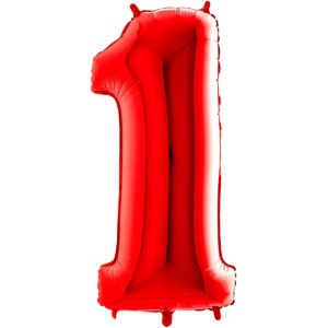 Ballons et hélium, ballons aluminium, ballons chiffres, rouge, 36 cm, 1
