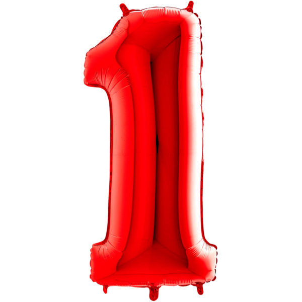 Ballons et hélium, ballons aluminium, ballons chiffres, rouge, 36 cm, 1