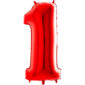 Ballons et hélium, ballons aluminium, ballons chiffres, rouge, 36 cm, 1