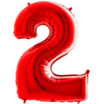 Ballons et hélium, ballons aluminium, ballons chiffres, rouge, 36 cm, 2