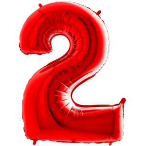 Ballons et hélium, ballons aluminium, ballons chiffres, rouge, 36 cm, 2