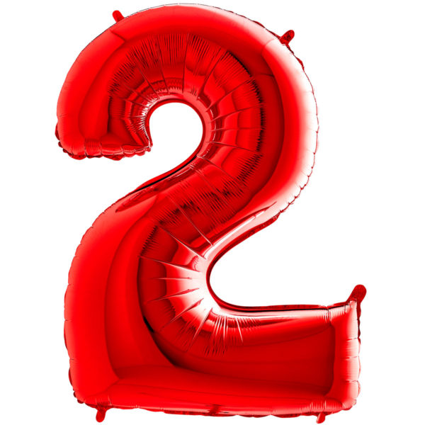 Ballons et hélium, ballons aluminium, ballons chiffres, rouge, 36 cm, 2