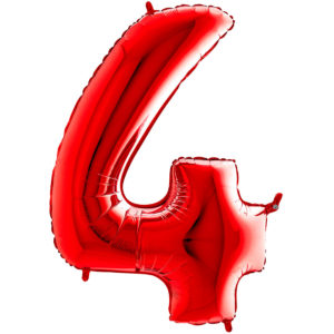 Ballons et hélium, ballons aluminium, ballons chiffres, rouge, 36 cm, 4