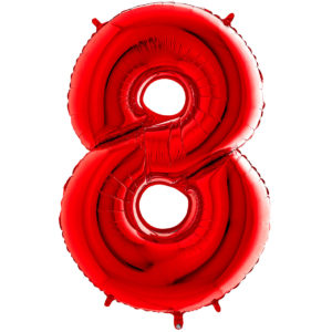Ballons et hélium, ballons aluminium, ballons chiffres, rouge, 36 cm, 8
