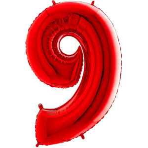 Ballons et hélium, ballons aluminium, ballons chiffres, rouge, 36 cm, 9