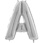 Ballons et hélium, ballons aluminium, ballons lettres, 66 cm, argent, A