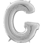 Ballons et hélium, ballons aluminium, ballons lettres, 66 cm, argent, G