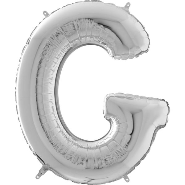 Ballons et hélium, ballons aluminium, ballons lettres, 66 cm, argent, G