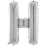 Ballons et hélium, ballons aluminium, ballons lettres, 66 cm, argent, H