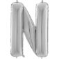 Ballons et hélium, ballons aluminium, ballons lettres, 66 cm, argent, N