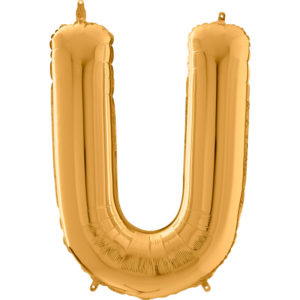 Ballons et hélium, ballons aluminium, ballons lettres, 66 cm, or, U