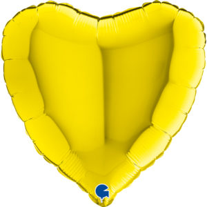 Ballons et hélium, Ballons aluminium, Ballons mariage, Coeur, 46 cm, jaune