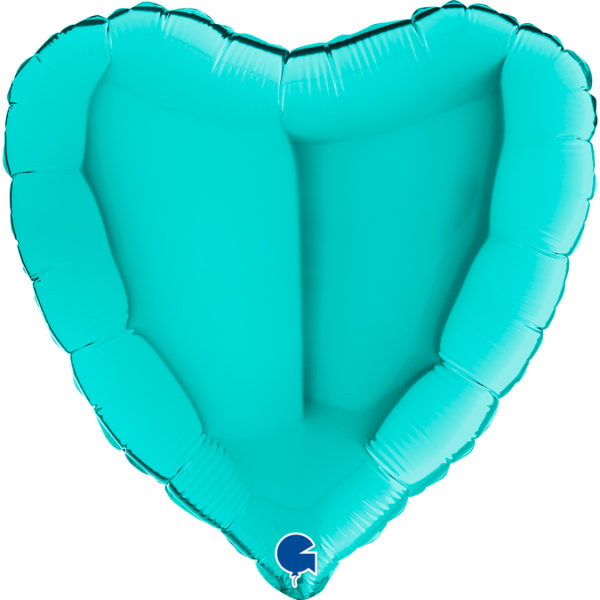 Ballons et hélium, Ballons aluminium, Ballons mariage, Coeur, 46 cm, menthe