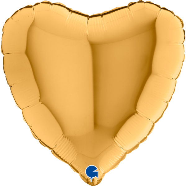 Ballons et hélium, ballons aluminium, ballons mariage, coeur, 46 cm, Or
