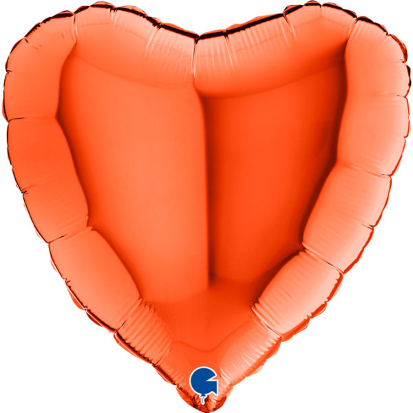 Ballons et hélium, ballons aluminium, ballons mariage, coeur, 46 cm, orange