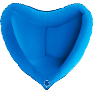 Ballons et hélium, Ballons aluminium, Ballons mariage, Coeur, 91 cm, bleu