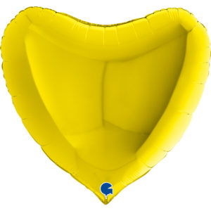 Ballons et hélium, Ballons aluminium, Ballons mariage, Coeur, 91 cm, jaune