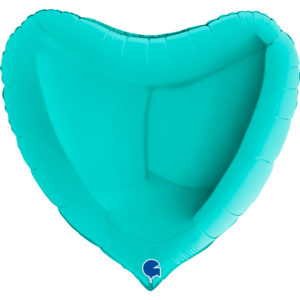 Ballons et hélium, Ballons aluminium, Ballons mariage, Coeur, 91 cm, menthe