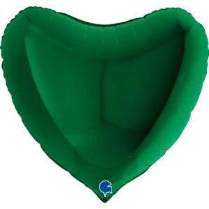Ballons et hélium, Ballons aluminium, Ballons mariage, Coeur, 91 cm, vert sapin