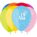 Ballons et hélium, ballons latex, ballons âges, chiffre 18