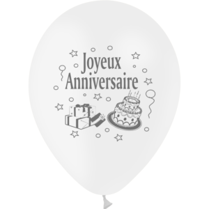 Ballons et hélium, ballons latex, ballons blanc, joyeux anniversaire