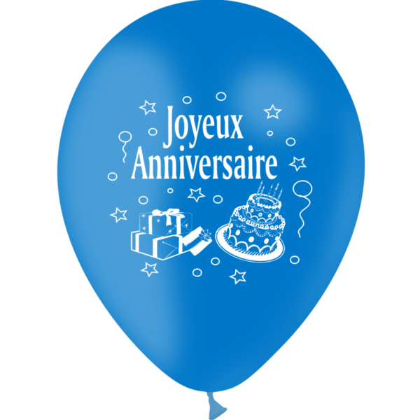 Ballons et hélium, ballons latex, ballons bleu roi, joyeux anniversaire