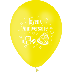 Ballons et hélium, ballons latex, ballons jaune, joyeux anniversaire