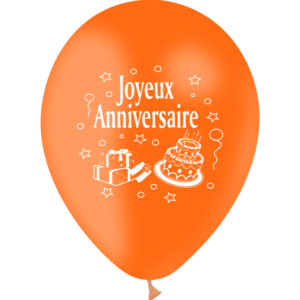 Ballons et hélium, ballons latex, ballons orange, joyeux anniversaire