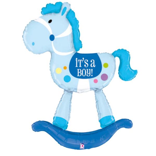 Occasions spéciales, baby shower, Ballons alu, cheval à bascule boy