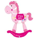 Occasions spéciales, baby shower, Ballons alu, cheval à bascule girl