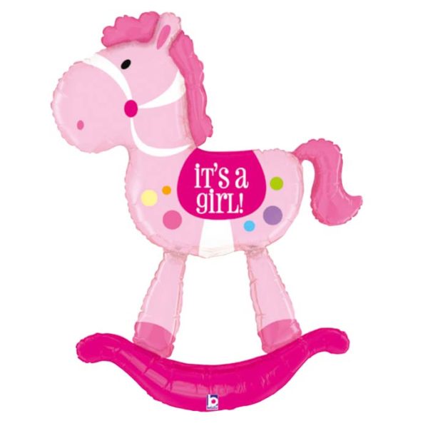 Occasions spéciales, baby shower, Ballons alu, cheval à bascule girl