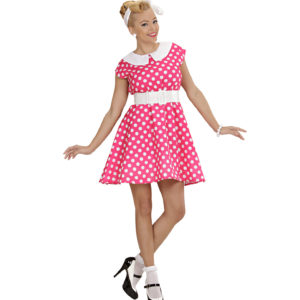 ACCESSOIRES DE FETE-DEGUISEMENT-DEGUISEMENT HUMORISTIQUE-DEGUISEMENT ADULTE-DEGUISEMENT ANNEES 50-ROBE DES ANNEES 50-ROBE DES ANNEES 50 ROSE