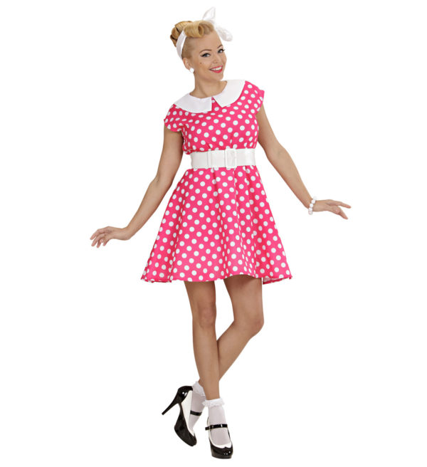 ACCESSOIRES DE FETE-DEGUISEMENT-DEGUISEMENT HUMORISTIQUE-DEGUISEMENT ADULTE-DEGUISEMENT ANNEES 50-ROBE DES ANNEES 50-ROBE DES ANNEES 50 ROSE
