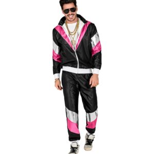Déguisement Jogging années 80 noir aspect cuir – Image 2