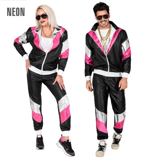 ACCESSOIRES DE FETE-DEGUISEMENT-DEGUISEMENT HUMORISTIQUE-DEGUISEMENT ADULTE-DEGUISEMENT ANNEES 80-DEGUISEMENT-JOGGING ANNEES 80 NOIR ASPECT CUIR