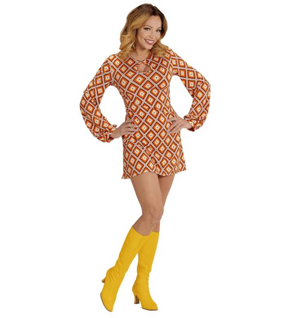 ACCESSOIRES DE FETE-DEGUISEMENT-DEGUISEMENTS-DEGUISEMENT ADULTE-DEGUISEMENT DISCO-DEGUISEMENT ANNEES 70-ROBE GROOVY