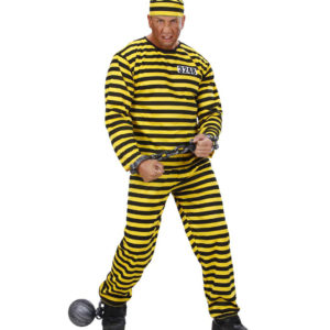 ACCESSOIRES DE FETE-DEGUISEMENT-DEGUISEMENTS-DEGUISEMENT ADULTE-DEGUISEMENT PRISONNIER-DEGUISEMENT PRISONNIER NOIR ET JAUNE