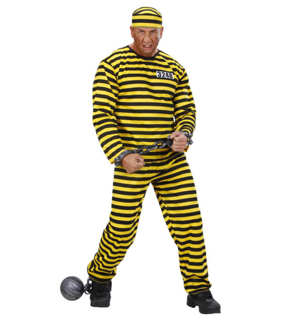 ACCESSOIRES DE FETE-DEGUISEMENT-DEGUISEMENTS-DEGUISEMENT ADULTE-DEGUISEMENT PRISONNIER-DEGUISEMENT PRISONNIER NOIR ET JAUNE