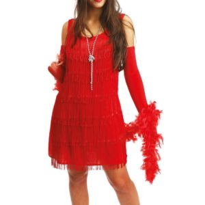 ACCESSOIRES DE FETE-DEGUISEMENTS-DEGUISEMENT CHARLESTONE-DEGUISEMENT CHARLESTONE ADULTE-DEGUISEMENT ANNEES 20-ROBE CHARLESTON ROUGE